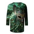 thumbnail image 2 of Qetyuw Mardi Gras Shirts for Women 3/4 Sleeve Theme Party Tshirt Mask Graphic Tshirts Casual Carnival Plus Size Tee Shirts, 2 of 5