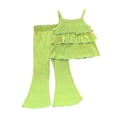 thumbnail image 2 of Hrsba Girls Summer Outfits Thin Loose Sleeveless Camisole Top with Flared Pants Comfortable Daily Leisure Two Piece Outfits, 2 of 4