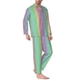 thumbnail image 2 of Fotbe Rainbow Peacock Feathers Pattern Long Sleeve Pajama Set for Men,Sleepwear Set,2-piece Loungewear Set,Soft PJs Comfy Nightwear with Pockets-XX-Large, 2 of 7