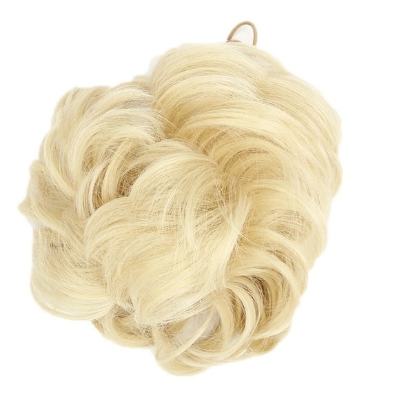 Blonde Synthetic Clip in Messy Hair Bun Chignon Donut Ponytail Wig for Women Curly Scrunchine Ponytail Hair Extensions