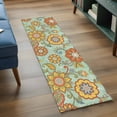 thumbnail image 4 of Teal Green Boho Floral Kitchen Runner Rug 2x6 Washable Runners for Hallway Non Slip Vintage Abstract Art Ethnic Flowers Large Area Rug Indoor Floor Carpet for Bathroom Laundry Entryway Bedroom, 4 of 8