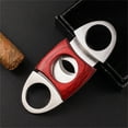 thumbnail image 3 of Redwood & Stainless Steel Double-Edged Blade Cigar Cutter Scissors Cigar Clipper Smoking Accessories Christmas Dad's Gift (B), 3 of 7