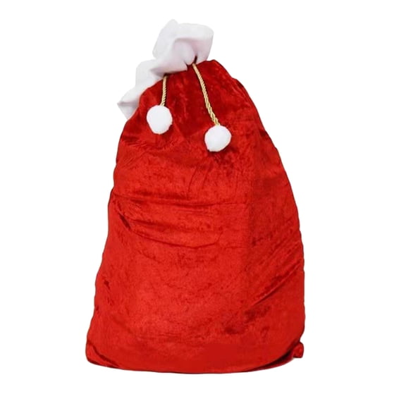 Mightlink Santa Claus Gift Bag Folding Lace-up Large Capacity Bright Color Velvet Christmas Candy Bag for Event Festival