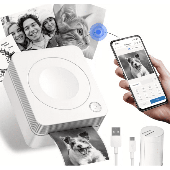 PM230 Wireless Portable Photo Printer Features Variety of Built-in Templates and Supports Mobile Phones and Tablets, Making  a Perfect Choice for Home, Office, School