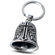 Guardian Bells for Motorcycle Rider Bikers,Motorcycle Bell Cross Key Chain,Punk Biker Style,Luck Angel Gremlin Keychains for Gifts (H19)