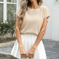 thumbnail image 2 of Stichou Women's Sweater Vest Spring Summer Cap Sleeve Crew Neck Casual Loose Knit Business Tops Western Vacation Outfits Beige S, 2 of 6