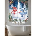 thumbnail image 5 of Christmas Winter Snowman Sheer Curtains 72 inches Long, Xmas Tree Bell Pine Cones Berry Light Filtering Sheer Window Curtains Rod Pocket Voile Drapes for Bedroom Living Room, 2 Panels 52"W x 72"L, 5 of 6