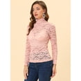 thumbnail image 2 of Blusa de encaje floral transparente Allegra K Rosa XL, 2 of 5