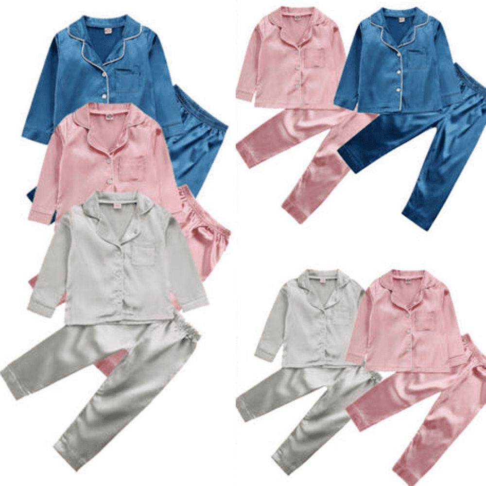 Madjtlqy - Children Kid Silk Satin Pajamas Set Sleepwear Nightwear ...
