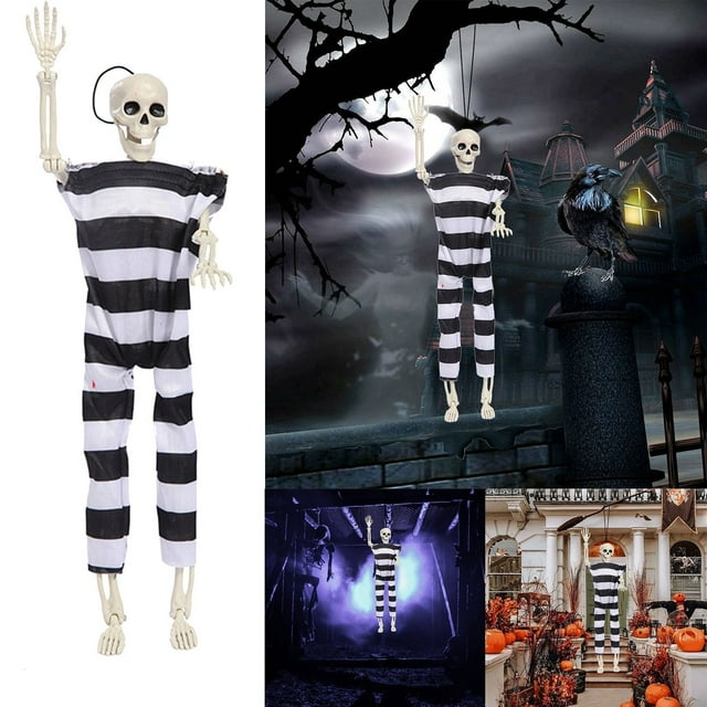 Festive Halloween Skeleton Hanging Decoration with Sound and Sensor for Home and Party Atmosphere Enhancement