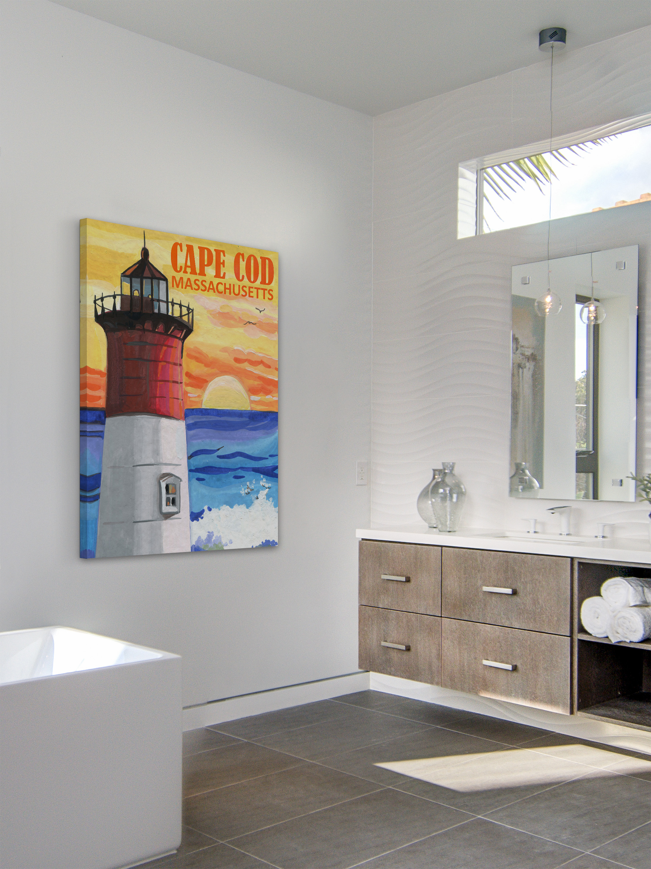 "Cape Cod Lighthouse" Painting Print on Wrapped Canvas