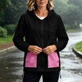 thumbnail image 7 of vdgthytj Rain Jacket Women Long Sleeve Full Zip Color Block Hooded Waterproof Fall Outdoor Outerwear with Pockets(Medium,Hot Pink), 7 of 7