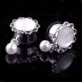thumbnail image 1 of 1Pc Lady Flower Faux Pearl Dangle Ear Tunnel Expander Plug Piercing Jewelry Gift, 1 of 8