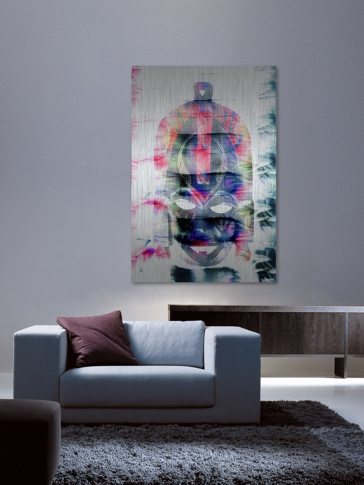Parvez Taj "Black Tribal Mask" Print on Brushed Aluminum
