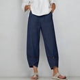 thumbnail image 2 of Admvng Women's Balloon Pants Summer Crochet Lace Hem Vacation Casual Boho Linen Trousers, 2 of 7