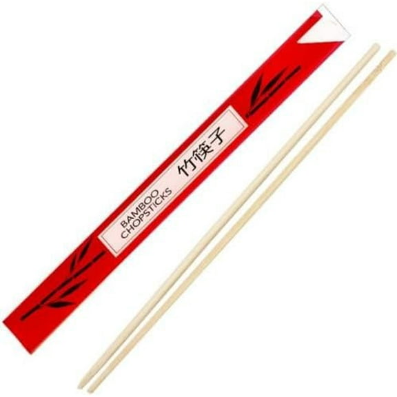 Handgards Red Sleeve Disposable Bamboo Chopstick, 9 inch - 1000 per case.