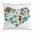 thumbnail image 1 of Nautical Throw Pillow Cushion Cover, Heart Created with Underwater Creatures Aquatic Animals Love Seahorse Shell Crab, Decorative Square Accent Pillow Case, 18" X 18", Multicolor, by Ambesonne, 1 of 2