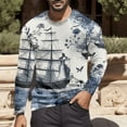 thumbnail image 2 of TSADFHJI Chemises pour Hommes Pack Automne et Hiver Mode Imprimé Col Rond Manches Longues T-Shirt Rétro Imprimé Complet m Blanc, 2 of 5