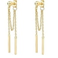 thumbnail image 2 of LINXIQIN 14K Gold Plated 925 Sterling Silver Posts Drop Dangle Chain Earrings for Women | Dangling Chain Studs | Cubic Zirconia Ball Earrings, 2 of 7