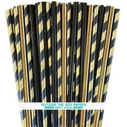 100 Black and Gold Foil Paper Straws