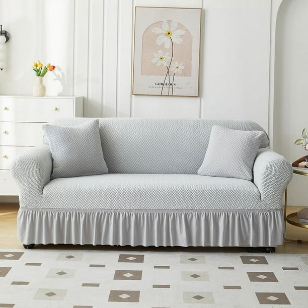 Nvzi Funda de sofá para sofás de jacquard con dobladillo, fundas de sofá elásticas para sala de estar, fácil de ajustar, lavable, protector de sofá para 2 asientos, 55,11-72,83 pulgadas (gris)
