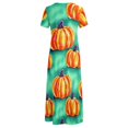 thumbnail image 5 of Robe Imprimée Citrouilles Aquarelle Halloween Fête Robe Maxi Manches Courtes Mode Bohème Longues Robes Femmes Surdimensionnées Vestido, 5 of 5