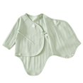 thumbnail image 3 of Jalioing Newborn Cotton Rompers Soft Comfortable Tie Side Bodysuit Solid Color Long Sleeve Romper for Baby Boy Girl, 3 of 6