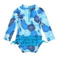 thumbnail image 2 of DPOIS Infant Baby Girls Rash Guard One Piece Long Sleeves Floral Printed Swimsuit Bathing Suit Flower Blue 0-3 Months, 2 of 5