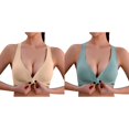 thumbnail image 1 of 2 Pack(blue 1PCS & skin color 1PCS) Bra for Women Multipack Womens Front Closure Bra Racerback Plus Size Unlined Underwire Full Coverage Bras, 1 of 9