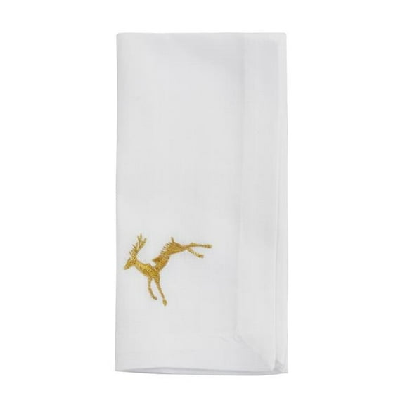 Saro Lifestyle Embroidered Gold Reindeer Table Napkin (Set of 4)