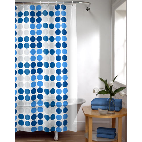 Vinyl Blue Shower Curtain Home Collections W/ 12 Metal Hooks 70x72 