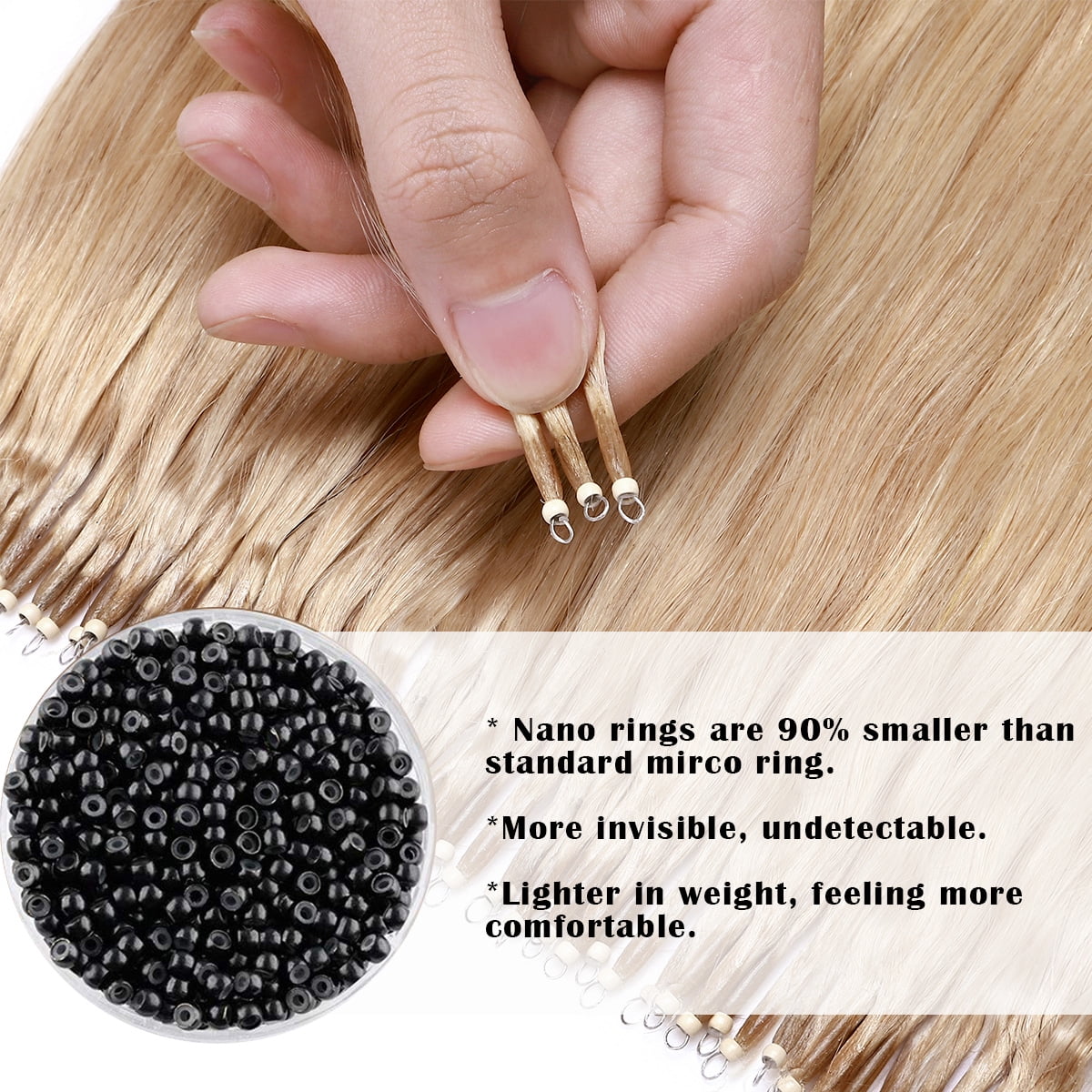 SEGO 100% Remy Human Hair Extensions Micro Loop Hair Extension Nano Micro Bead Ring Thick Hair Piece Clearance