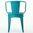 thumbnail image 4 of 3 Piece Kd Metal Bistro , Teal, Water-, 30" H Table, 20" W Chairs, Powder Coated Iron Teal Coated, Long-lasting, 18" Seat Chairs, 4 of 7