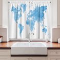 thumbnail image 2 of Ambesonne Map Kitchen Curtains, Blue Watercolor World Map, 55"x39", Pale Blue White, 2 of 3