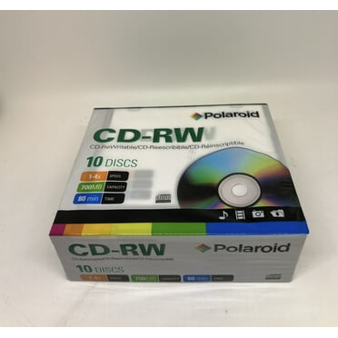 10 DISC POLAROID CD-RW 4X 700MB 80MIN W/ SLIM JEWEL CASE, PRCDRWDO10J
