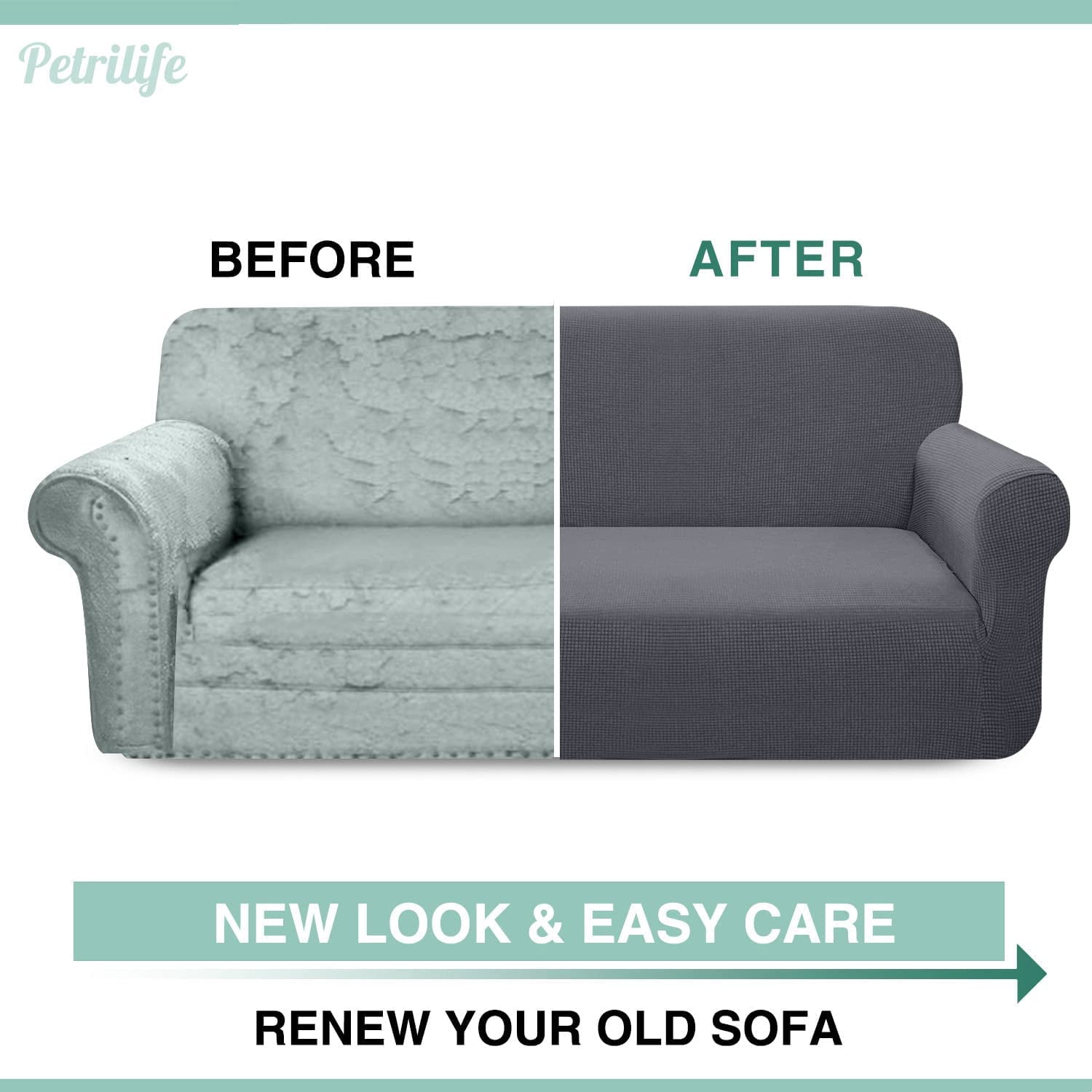 Yumcute Waterproof Sofa Cover Stylish Stretch  Sofa Cover High Stretch Couch Slipcover Super Soft Fabric Couch Covers M Grey