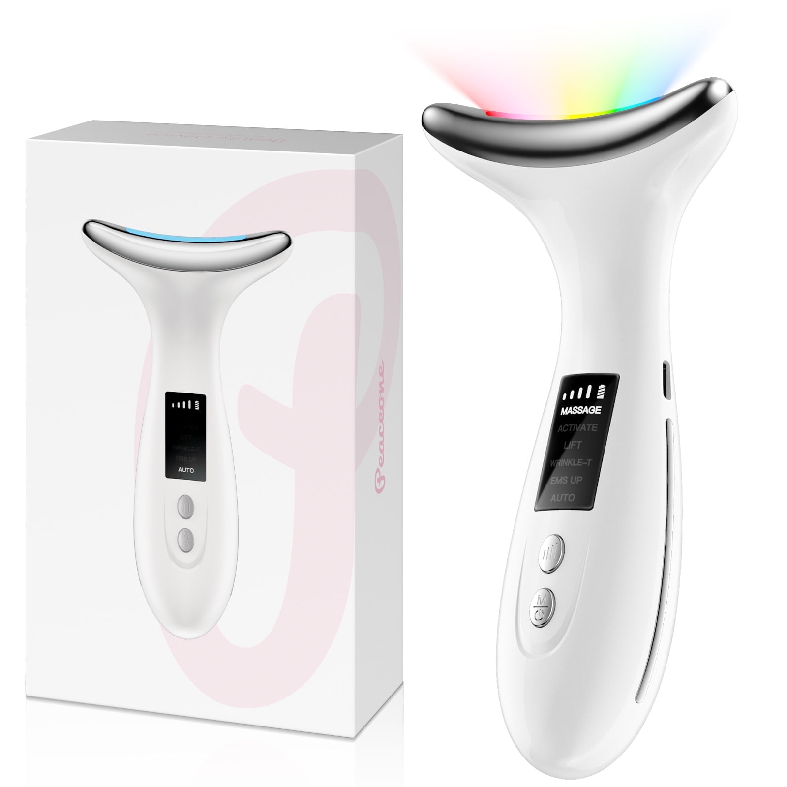 Peaceone 7 Colors Luminesce 7-in-1 Led Facial Sculptor, Face Massager Lift Tool Roller, Facial Device for Wrinkles and Lifting, Tightening Wand for Neck