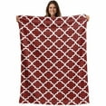 thumbnail image 2 of Flannel Fleece Throw Blanket Burgundy Red Moroccan Buffalo Plaid Lightweight Soft Plush Blankets,Abstract Geometric Cozy Warm Throw Blanket for Couch Sofa Bed Car Office All Season Use 60x80in, 2 of 9