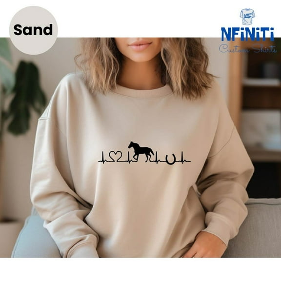 Horse Heartbeat Sweatshirt: Farm Animal Lover Gift TSHIRT All Size S-5XL