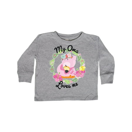 

Inktastic Baby Flamingo My Oma Loves Me with Flower Wreath Gift Toddler Boy or Toddler Girl Long Sleeve T-Shirt