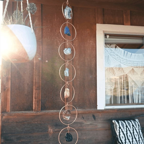 Decoración de pared con piedras preciosas de cristal crudo de los 7 chakras: adorno colgante de meditación con piedras preciosas, regalo para el Día de la Madre, decoración del hogar para la buena