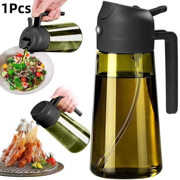 Vaelin 16 oz Dark Glass Black 2-in-1 Food-Grade Olive Oil Sprayer & Dispenser, 1 Pack