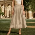 thumbnail image 4 of Lusa Long Skirts for Women 2026 Summer Boho Pleated Loose Fit Lightweight Flowy Skirt Pure Color Casual Elastic High Waisted Swing A-Line Maxi Skirts Khaki XL, 4 of 5