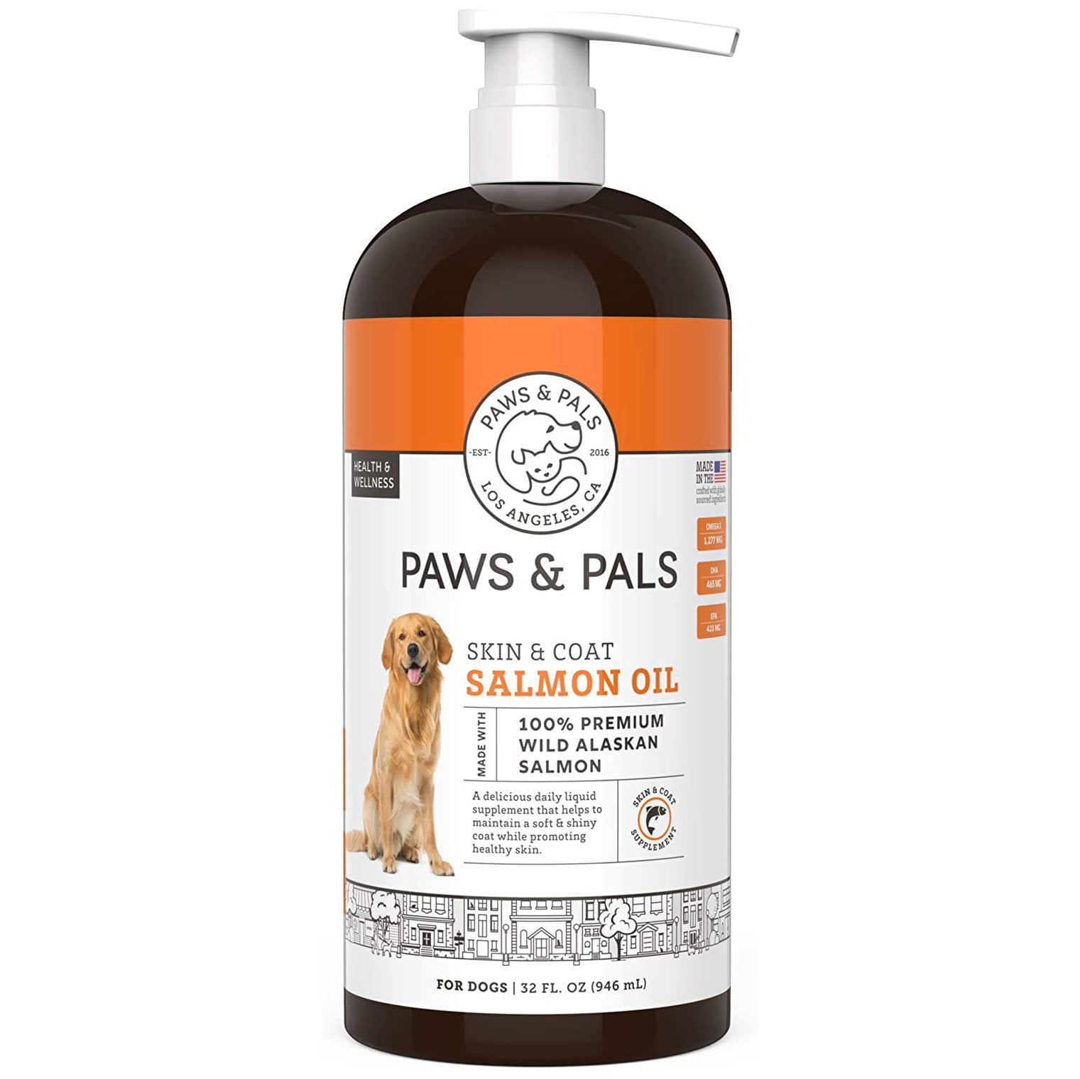 Paws & Pals Wild Alaskan Salmon Oil for Dogs and Cats 32oz