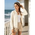 thumbnail image 5 of NAYTOAO Women's Quilted Bomber Jacket Full Zip Baseball Collar Casual Lightweight Coat Back To School Outfits, 5 of 8