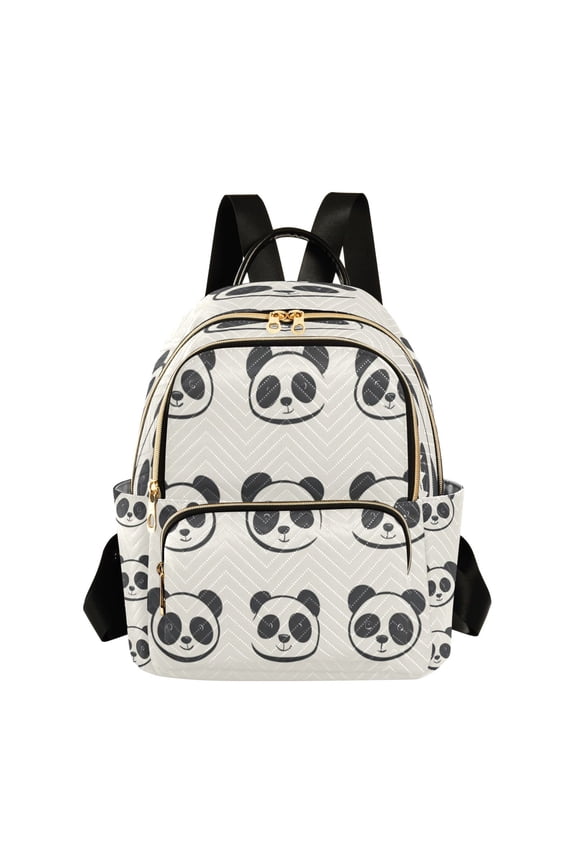 Quilted Backpack Fashion Backpack 11.41 * 6.1 * 14.17 Inch Women's Fashion Backpack Picnic Shopping Travel Out Sports backpack Cartoon Cute Panda Face Seamless