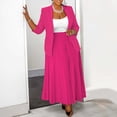 thumbnail image 2 of AURA Womens Plus Size Pleated Skirt Suit Elegant Business Outfit Long Sleeve Top and Maxi Skirt Set Bigsize, 2 of 4