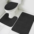 thumbnail image 3 of Solid Black Bath Mat 3 Piece Bathroom Rug Set, Retro Minimalism Abstract Denim Texture Non Slip Bath Rug Contour Mat and Toilet Lid Cover, Absorbent Shower Mats Soft Bath Rugs and Mats Sets, 3 of 8