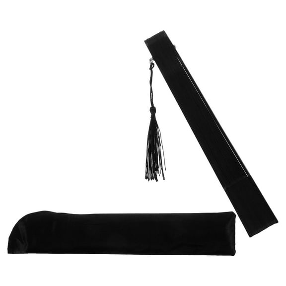 KALLORY Elegant Black Chinese Folding Fan for Decoration Bamboo and Cloth Portable MultiFunctional 9.5 Inch