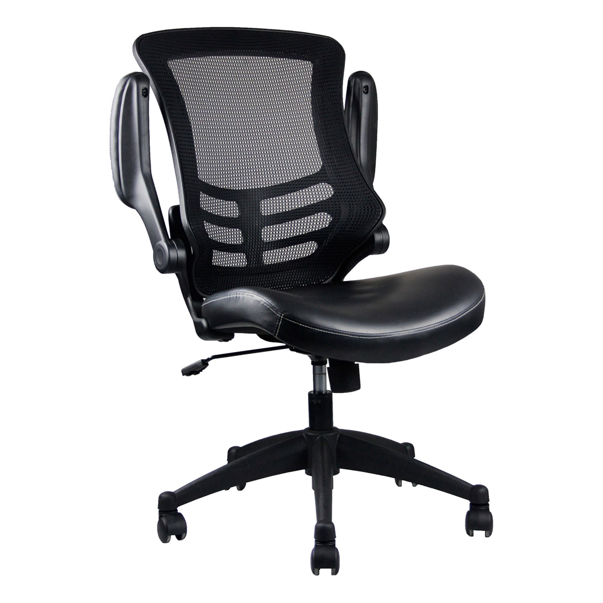 Techni Office Solutions 3' Solid Black Stylish Mid-Back Mesh Office Chair with Adjustable Arms